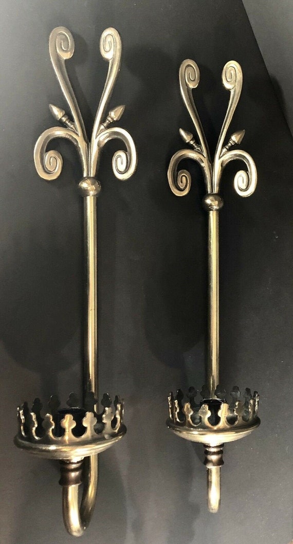 Brass Wall Candle Holders Sconces Heavy Solid Hurricane Holder
