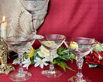 Tiffin Franciscan Lyndley Champagne Coupes Set of 4 Platinum