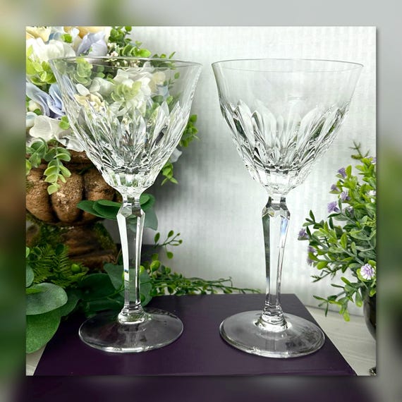 Vintage Josair Edith Crystal Water Goblets Set of 2 Replacement Glasses