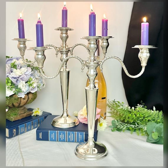 Stieff Sterling Silver Candelabras / Vintage Tall Sterling Silver STIEFF Candle Holders / Vintage Stieff Silver Centerpiece Candlesticks - 2