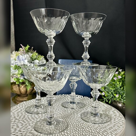 Vintage Champagne Coupes / Val St Lambert Dessert Cups / Champagne Coupe Toasting Glasses / Val St Lambert Champagne Glasses / Dessert Cups