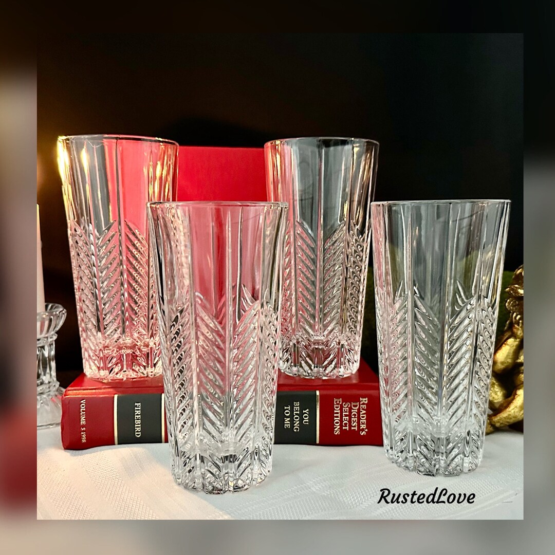 Mikasa Abstract Highball Glasses / Mikasa Herringbone Pattern Etsy