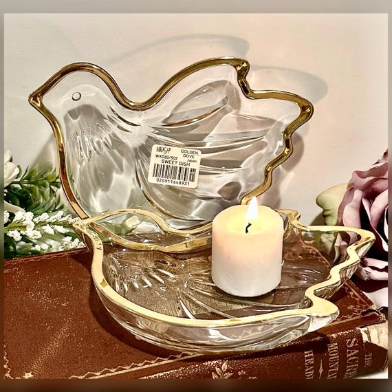 Mikasa Golden Dove Candy Dish Gold Trim Trinket Dish Jewelry Holder