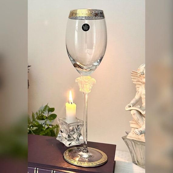 Versace Medusa D'Or by Rosenthal Wine Glass / Vintage Rosenthal White Wine Goblet / Medusa Versace Wine Glass / Rosenthal Medusa Wine Glass