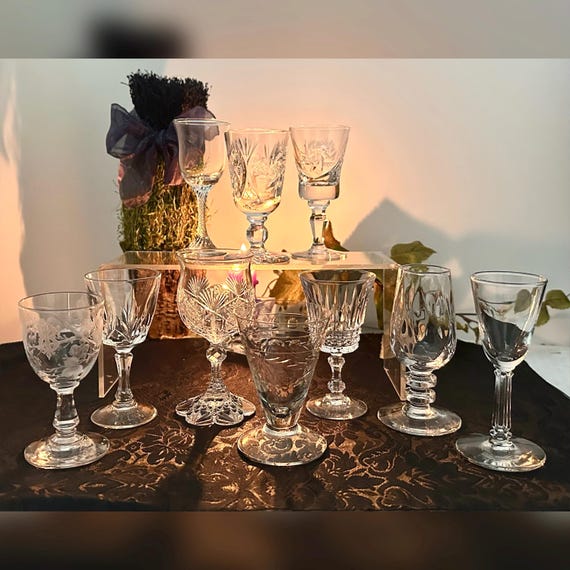 Cordial Glasses Mixed Aperitif Digestif Glasses / Dinner Liquor Cordial Glasses / Small Liquor Cordial Glasses / Mixed Cordial Glasses - 10