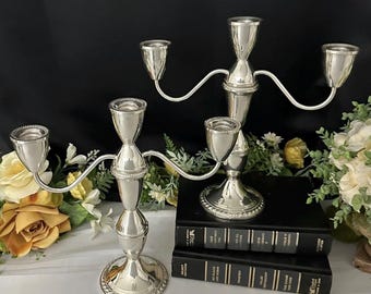 Vintage Duchin Sterling Silver Candelabras, 3-arm Candle Holders