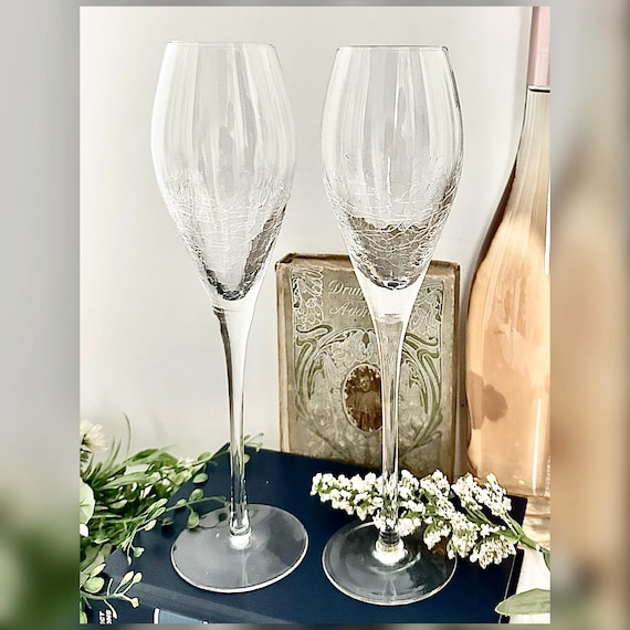 Pair Pier 1 Reflections Champagne Toasting Flutes Wedding Glasses