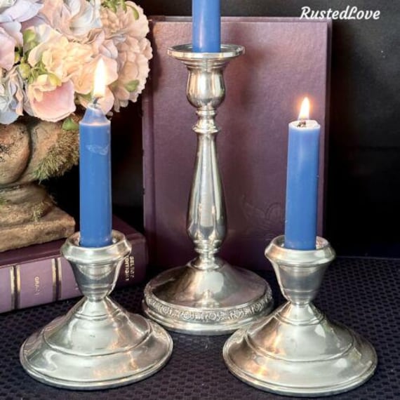 Sterling Silver Candle Holders / Sterling Console Candlesticks / I.S. Prelude Candlestick / Candle Holders Set / 3 Sterling Candle Holders