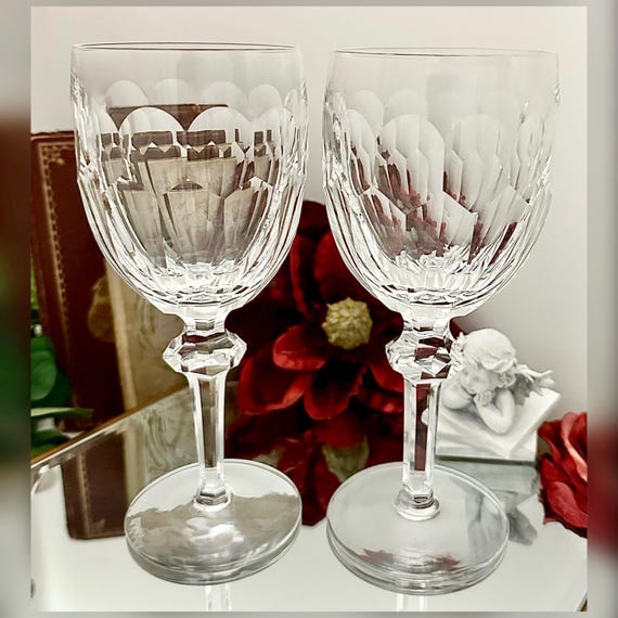 Vintage Waterford Curraghmore Water Goblets Pair Cut Crystal