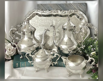 Lady Margaret FB Rogers Silver Plated Tea Set / Vintage Tea & Coffee Service / Vintage Lady Margaret FB Rogers Tea and Coffee Service Set