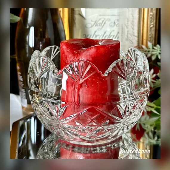 Waterford Marquis Bowl / Votive Candle Holder / Candy Bowl / Waterford Marquis Rose Bowl / Marquis Votive Candle / Vintage Glass Rose Bowl