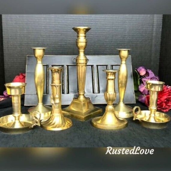 Brass Candle Holders Set of 6 for Taper Candles Holders Candle Holders  Decorative Candlestick Holder for Home Decor, Wedding, Dinning, Party
