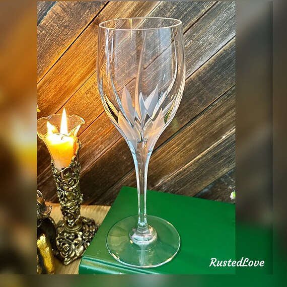 Mikasa Flame D'Amore Water Glass / Vintage Mikasa Crystal Water Glass / Mikasa  Blown Glass Slovania / Vintage Flame D'Amore Water Goblet -1