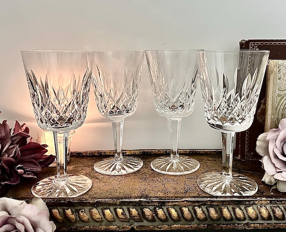 Set of 4 Waterford Lismore Water Goblets Vintage Irish Crystal