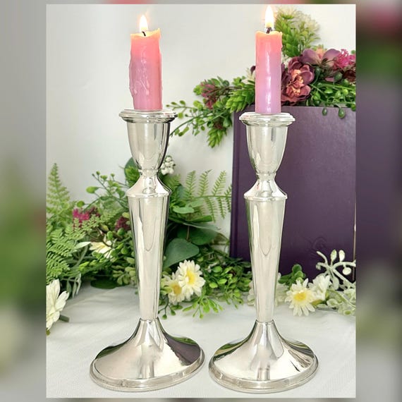 Reed & Barton Sterling Silver Candlesticks Pair Vintage