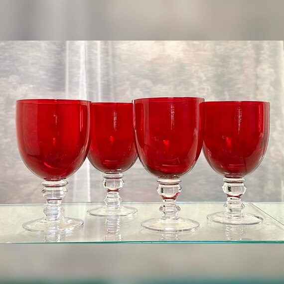 Zrike Camelot Red Water Glasses / Zrike Ruby Red Glasses / Camelot Red Water Glasses / Zrike Camelot Water Goblets / Zrike Water Glasses - 4