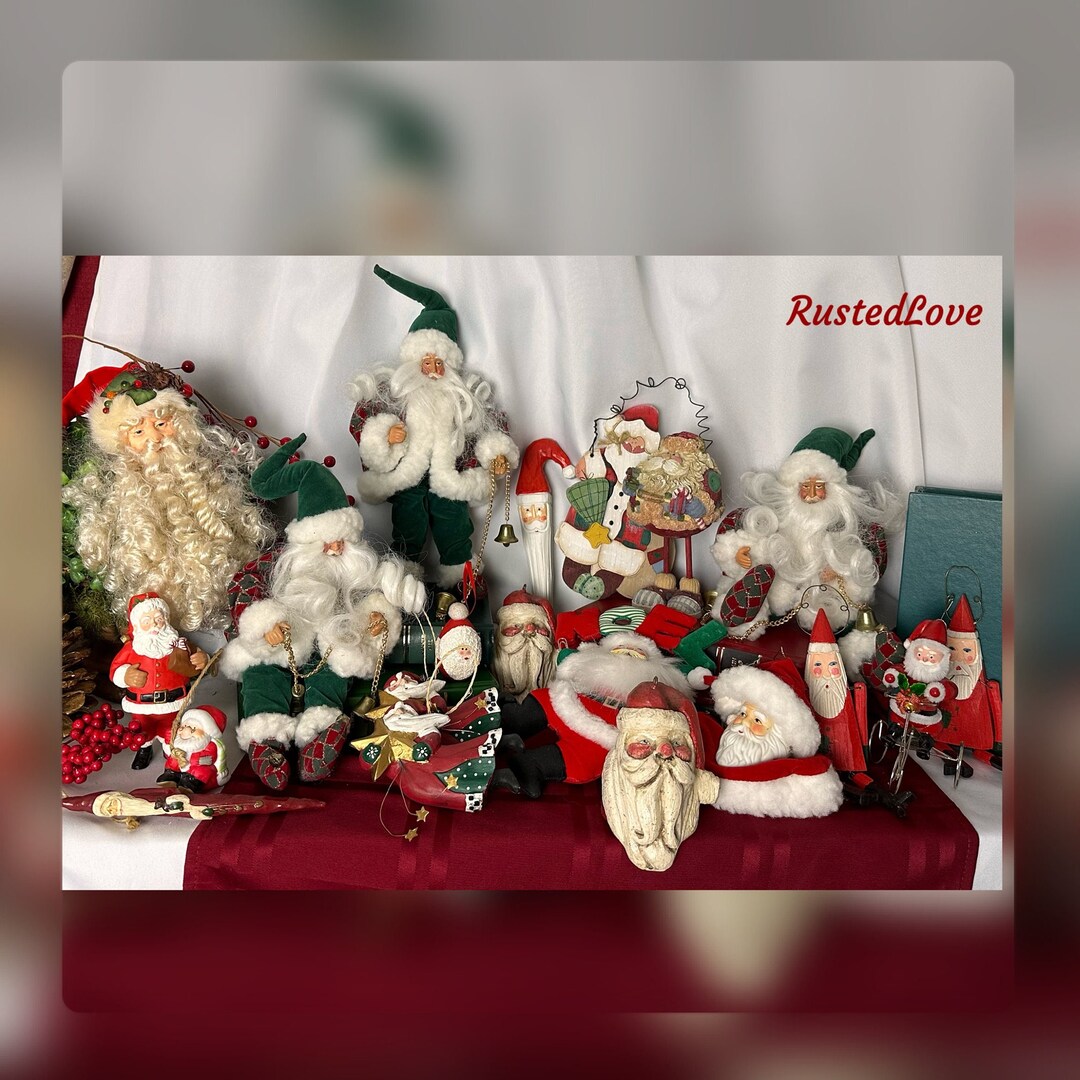 20 Christmas Santa Lot / Christmas Mixed Hanging Ornaments / Vintage