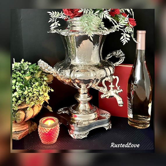 Antique Samovar / Decorative Silver Plated Flower Urn / Silver Plated Champagne Bucket / NONFunctional Samovar / Decorative Silver Vase READ