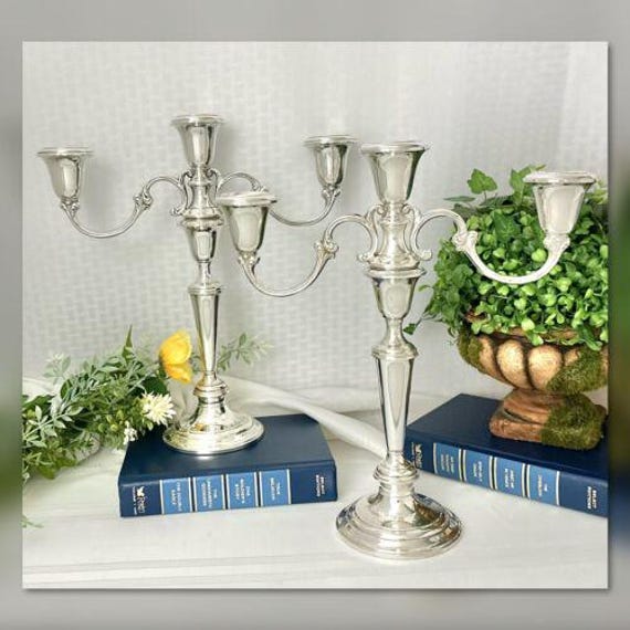 Sterling Silver Gorham Puritan  Candelabras / Gorham Sterling Silver Candle Holders 808/1 / Vintage Gorham Silver Puritan Candle Holders - 2