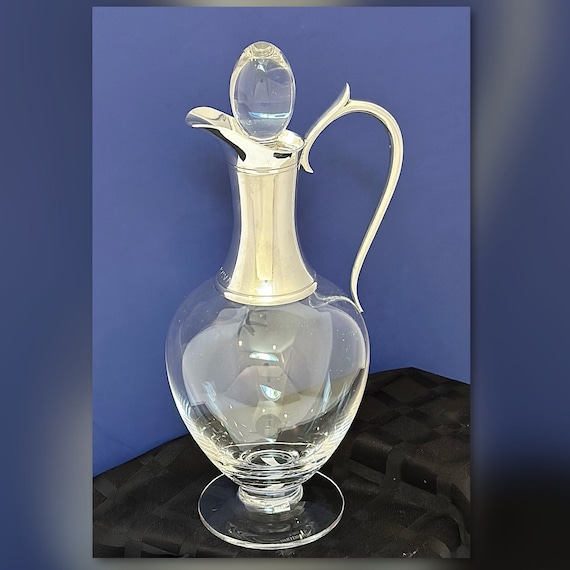Vintage Decanter / J.A. Campbell Decanter / Sterling Silver and Crystal / Vintage Claret Jug / J.A. Campbell London Vintage Sterling Barware