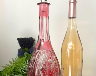 Nachtmann 赤いクリスタルガラスキャニスター Vintage Nachtmann Cranberry Red Crystal Decanter With Stopper - Etsy