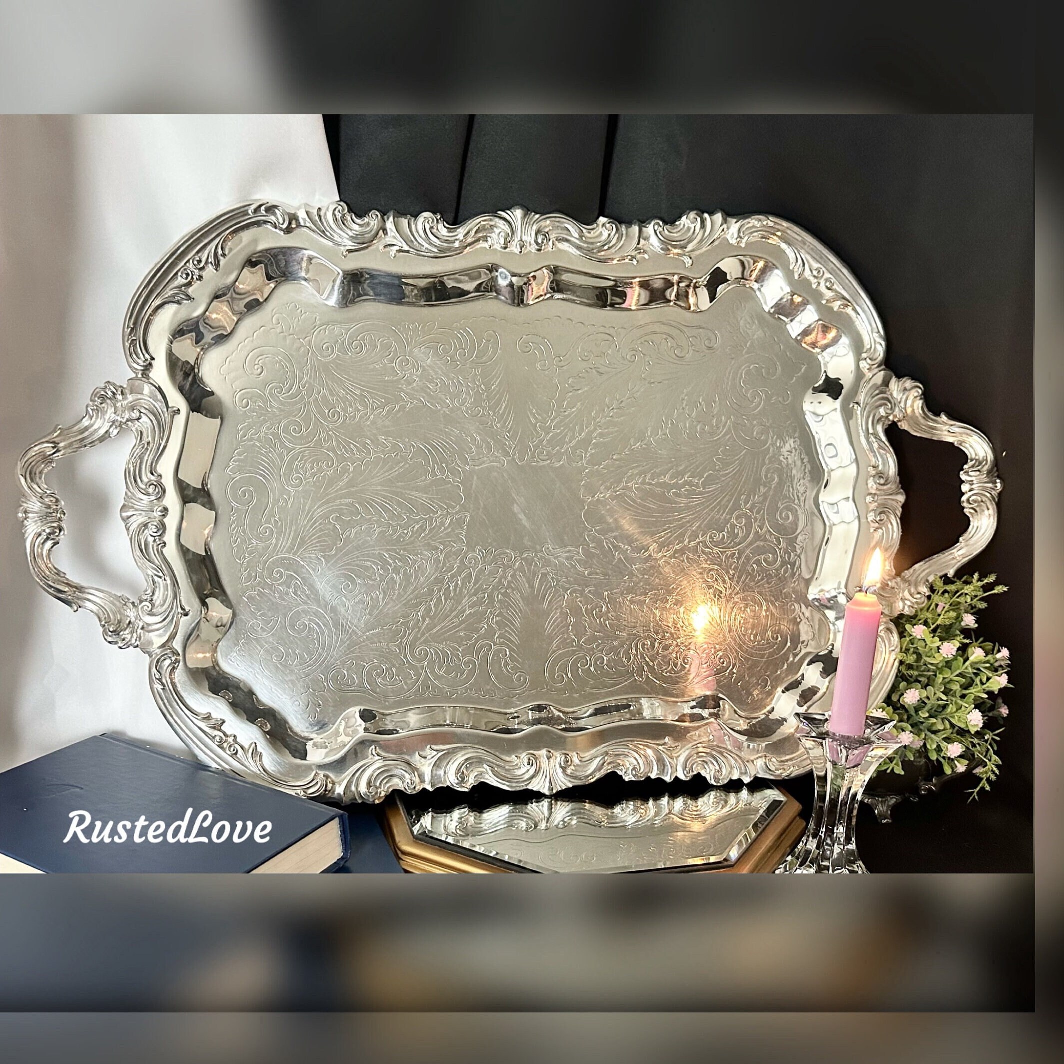 Vintage silver plated deals serving trays
