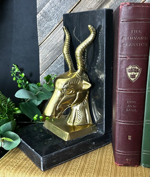 Vintage Brass Antelope Bookends, MCM Home Decor - Etsy