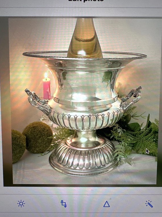 Silver Plated Champagne Bucket / Vintage Neoclassical Wine Cooler / Silver Made in England Champagne Bucket / Vintage English Wine Cooler