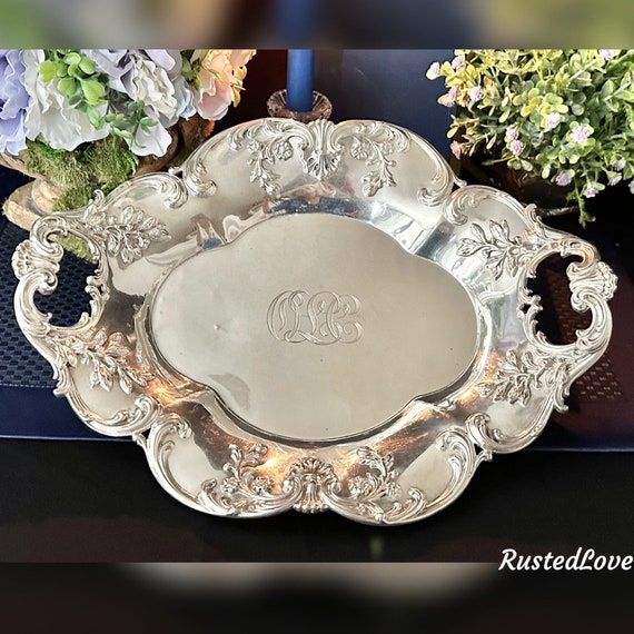 Sterling Silver Centerpiece Dish / Vintage  Coward & Hubbard Silver Plate / Classic Handled Sterling Dish / Sterling Silver Monogrammed Dish