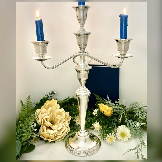 Prelude Sterling Silver 3 Arm Convertible Candelabra 15.5"