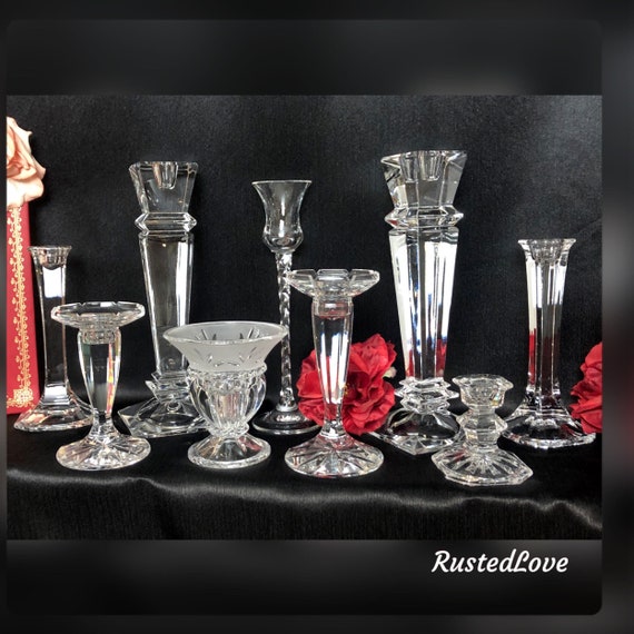 Candle Holders Set / Glass / Crystal / Vintage Mixed Style / Wedding Candle sticks / Centerpiece Holiday Taper Candlesticks / BoHo Chic Set