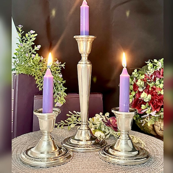 Courtship Sterling Silver Candlesticks / International Sterling Silver Console Candle Holders / Courtship Silver Candleholders / Set of 3