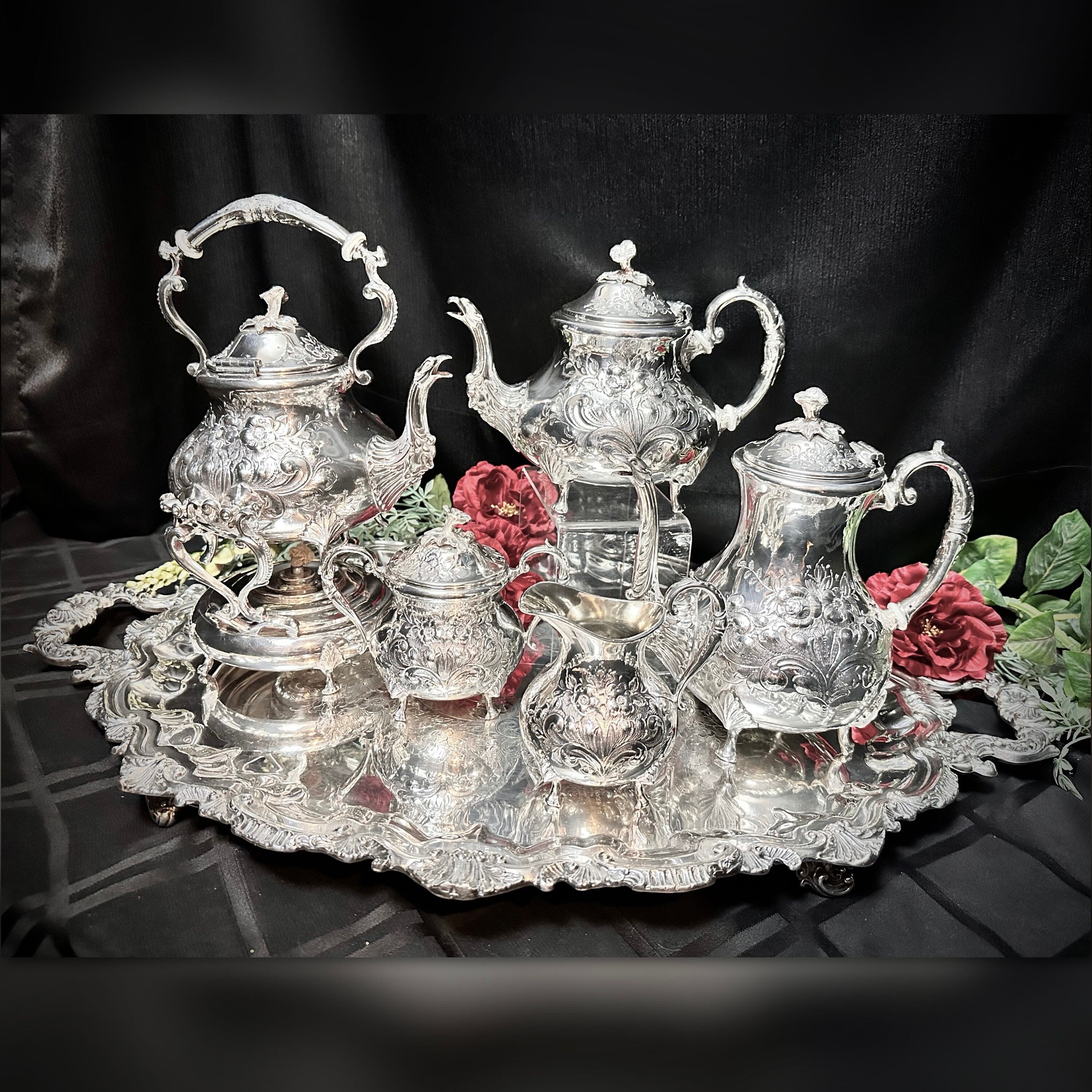 Antique silver hotsell tea service