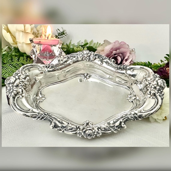 Wallace Sterling Silver Bon Bon Bowl 6" Candy Nut Dish Vintage Sterling Serving Bowl Royal Rose Pattern