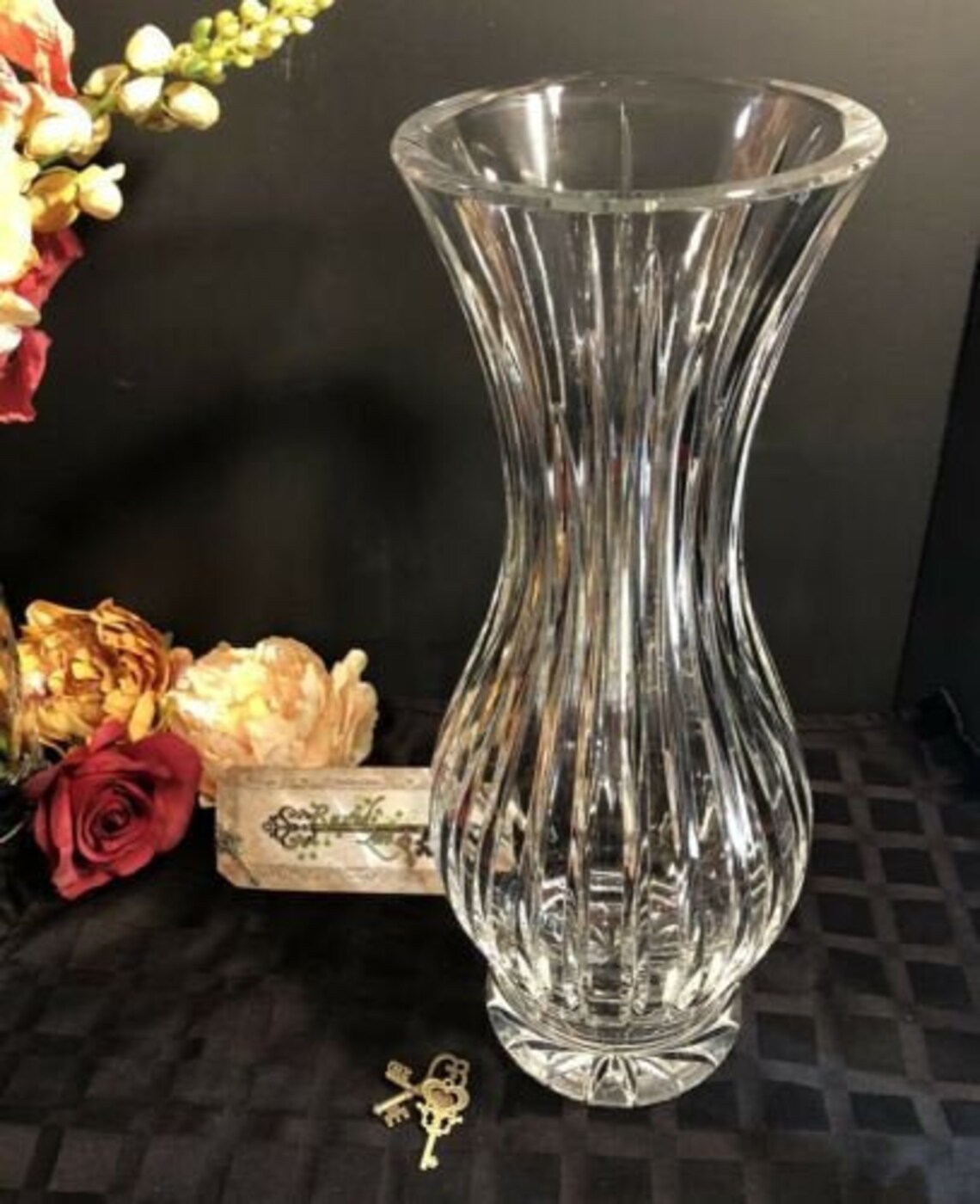 Heavy Cut Lead Clear Crystal Vase Flared Flower / Wedding gift Etsy