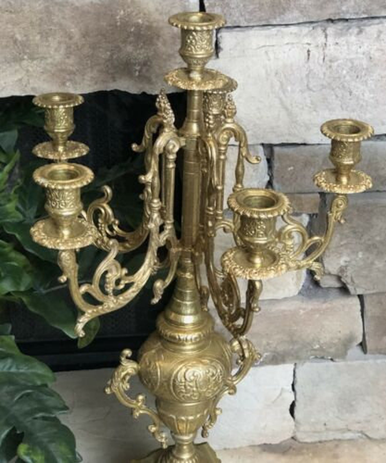 Vintage Brass Candelabras Large Candle Holders Baroque Rocco Etsy