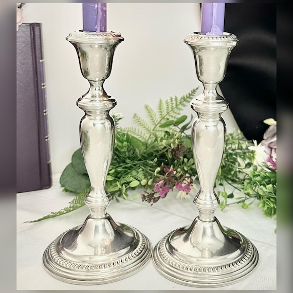 Webster Sterling Silver Candlesticks Pair Vintage Mid Century Sterling Candlestick