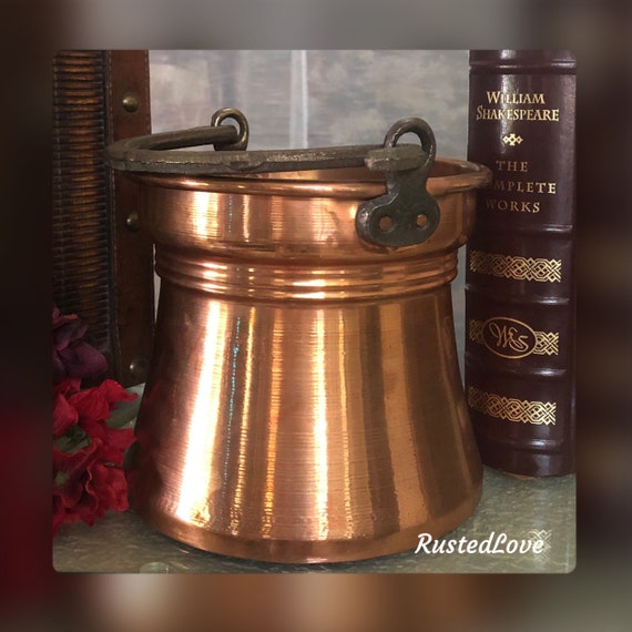 Copper Hanging Pot / Vintage Solid Copper Hanging Planters / Hand Crafted Copper Pot / Hanging Copper Planter / Vintage Copper Planter
