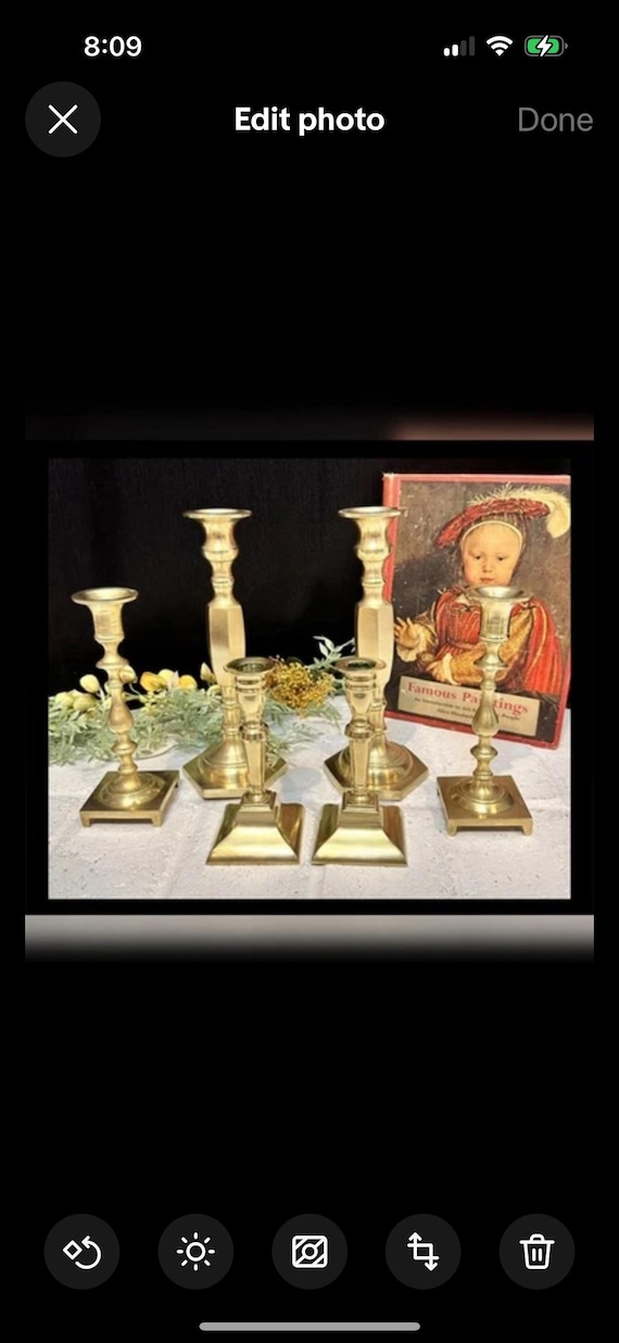 Brass Candle Holders / Brass Centerpiece Candlesticks / Set Gold Candle Holders / Centerpiece Brass Mixed Candlesticks / 6 Candlesticks