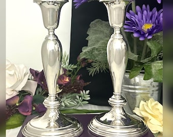 Sterling Silver Candlesticks Pair (2) Weighted Taper Candle