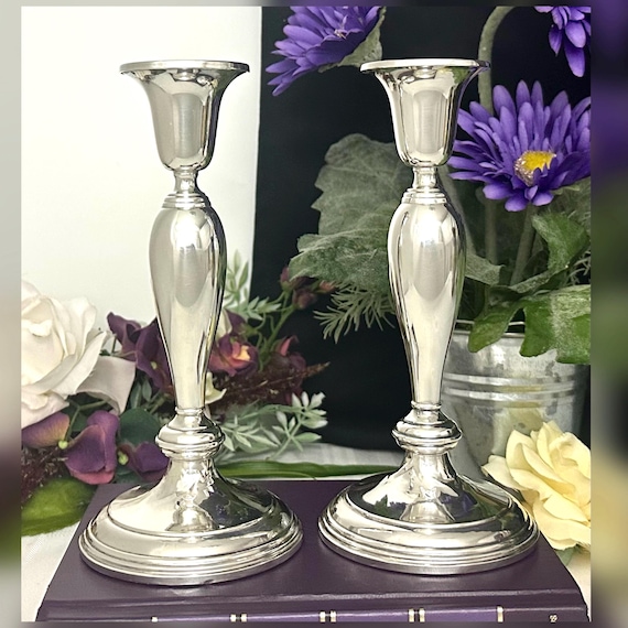 Sterling Silver Candle Holders/  Vintage .925 Silver Candlesticks / Sterling Dinner Taper Candle Holders / Vintage Sterling Candle Holders