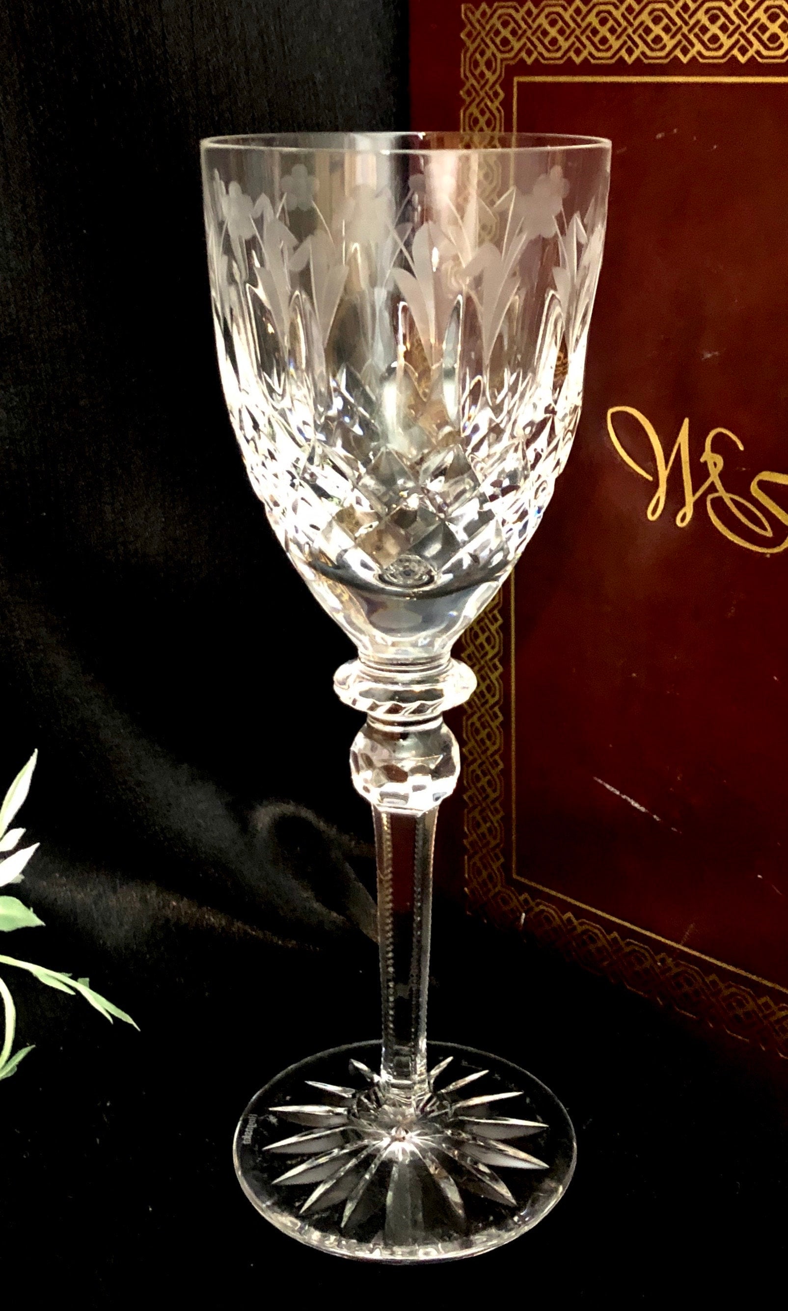 Vintage Wine Glasses / Queen by Rogaska / Crystal Elegant Glassware /  Vintage Glassware / Blown Glass / Etched Cut Wine Goblets / Drinkware 