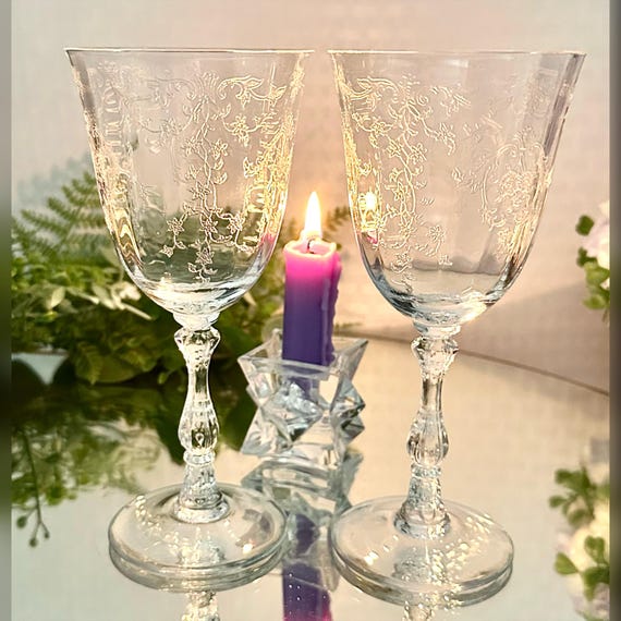 Lenox Navarre Clear Wine Glasses / Vintage Navarre Optic Bowl Wine Glasses / Vintage Navarre Wine Goblets / Lenox Wine Navarre Glasses