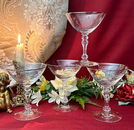 Tiffin Franciscan Lyndley Champagne Coupes Set of 4 Platinum