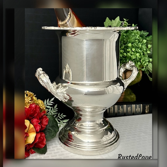 Silver Plated Ice Bucket / Pilgrim Silverplated Champagne Bucket / Vintage Wine Cooler / Silver Plated Champagne Holder / Silver Trophy Urn