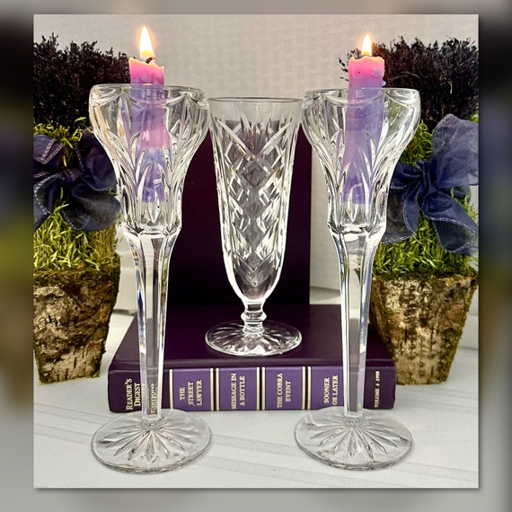 Waterford Crystal Vase & Candlesticks / Waterford Marquis Crystal Canterbury Candle Holders / Waterford Posey Flower Vase  and Candlesticks