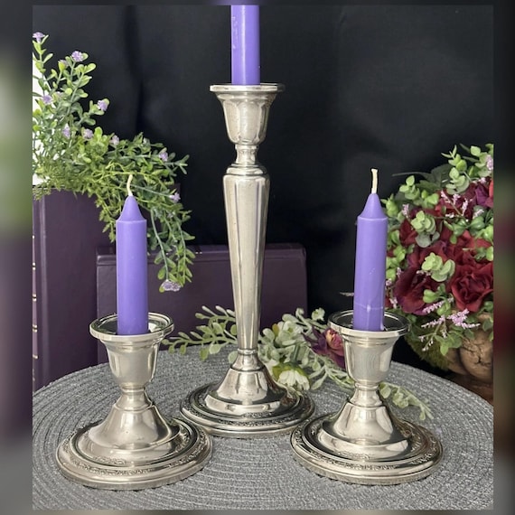 Courtship Sterling Silver Candlesticks / International Sterling Silver Console Candle Holders / Courtship Silver Candleholders / Set of 3