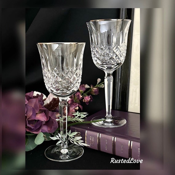 Waterford Crystal Kelsey Wine Glasses / Kelsey Platinum Wine Glasses / Vintage Waterford Wine Glasses / Waterford Kelsey Platinum Wine - 2