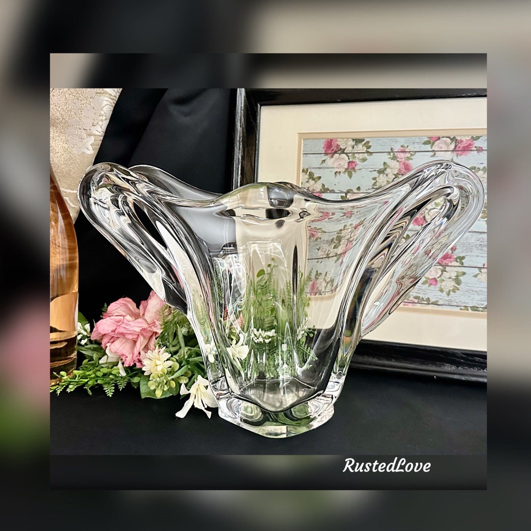 Art Vannes Crystal Vase / Art Vannes France Vase / Clear Crystal Floral