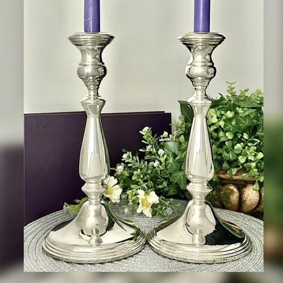 Vintage Empire Sterling Silver Candle Holders / Sterling Vintage Elegant Empire Candlesticks / Empire Sterling Monogramed Candlesticks - 2